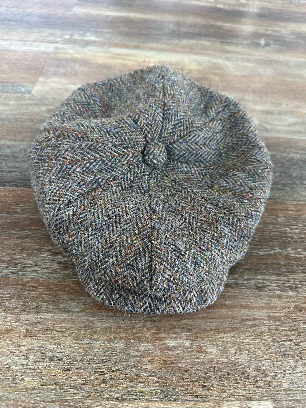 Harris Tweed Wool Handwoven Newsboy Cap Brown Size Medium